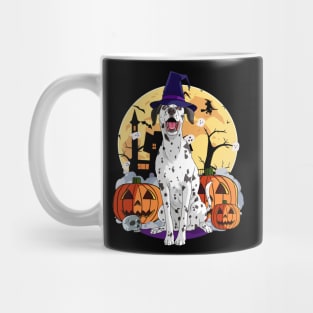 Dalmatian Scary Dog Halloween Witch Pumpkin Mug